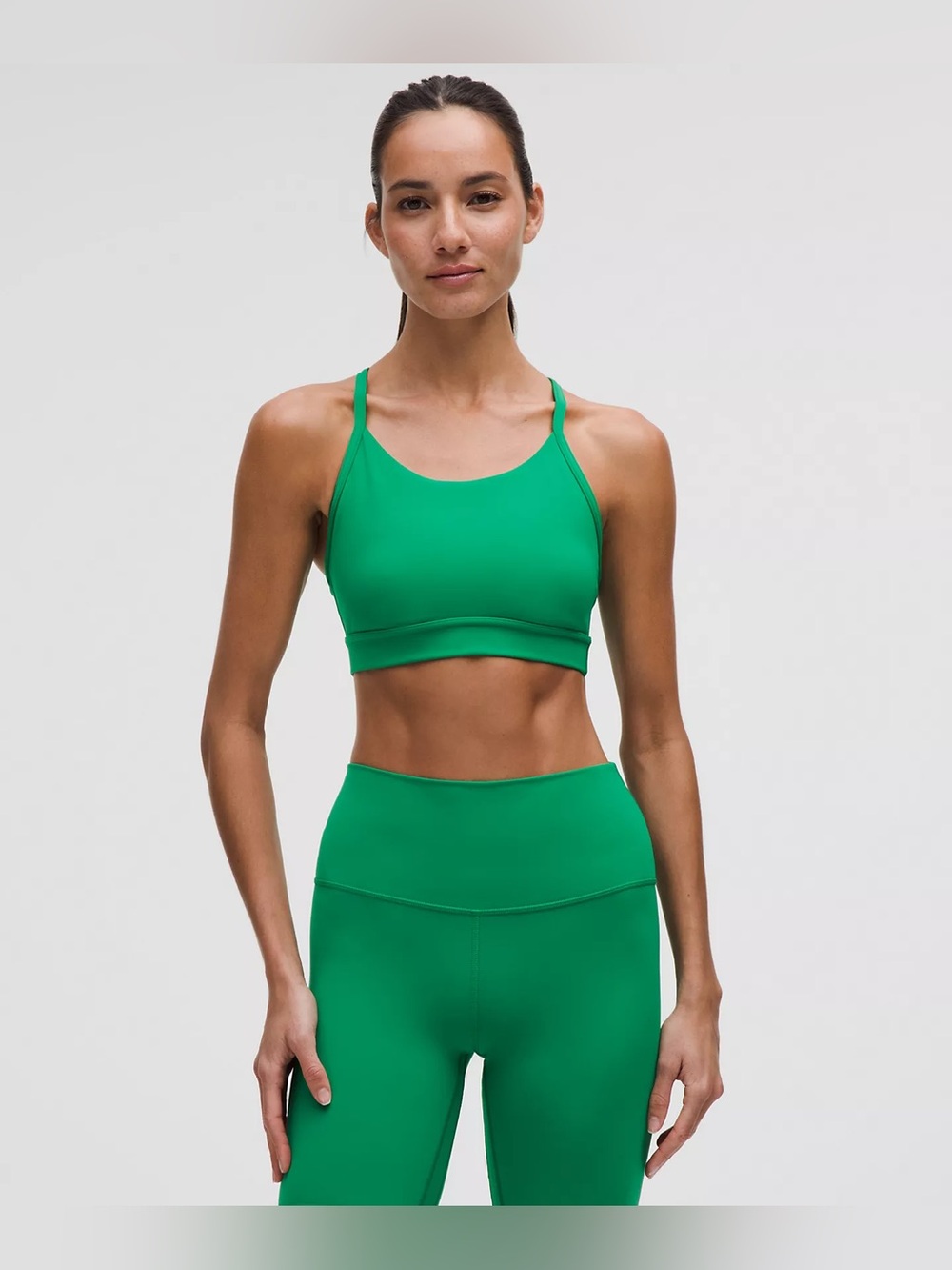 Lululemon Flow Y Mid Support Bra size 8 Raceway Green RCGR